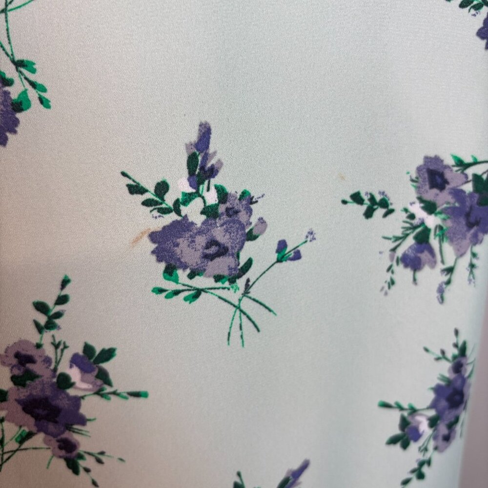LOFT Tank Top Medium Mint Green Purple Floral Sheer Sleeveless Blouse Women's - Picture 7 of 13